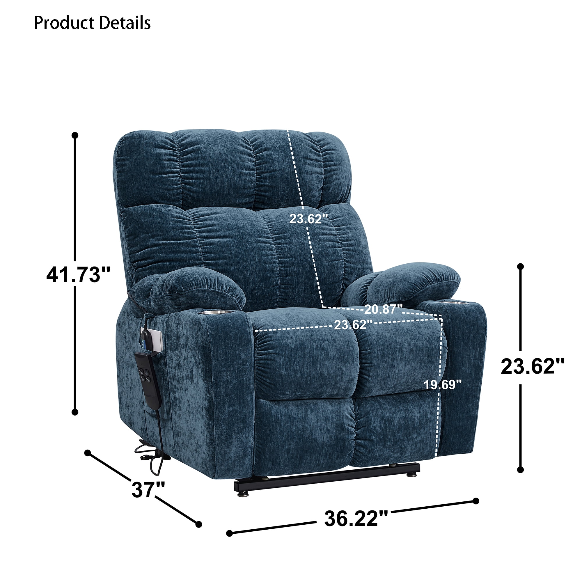 JIELARHUA Dual OKIN Motor Power Lift Recliner Chair for Elderly Infinite Position Lay Flat 180° Recliner with Heat Massage