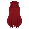 thumbnail image 5 of Zaldita Kids Girls Rhinestones Ballet Dance Dress Sleeveless Turtleneck Gymnastic Tutu Leotard Figure Burgundy 16, 5 of 6