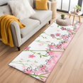 thumbnail image 2 of Pink Flowers Large Area Rugs for Bedroom Living Room, Soft Non Slip Carpet Bedside Rug, Cartoon Botanical Floral Vines Leaves Rectangular Floor Cover Kitchen Accent Rug 2'x6' for Dining Room/Office, 2 of 9
