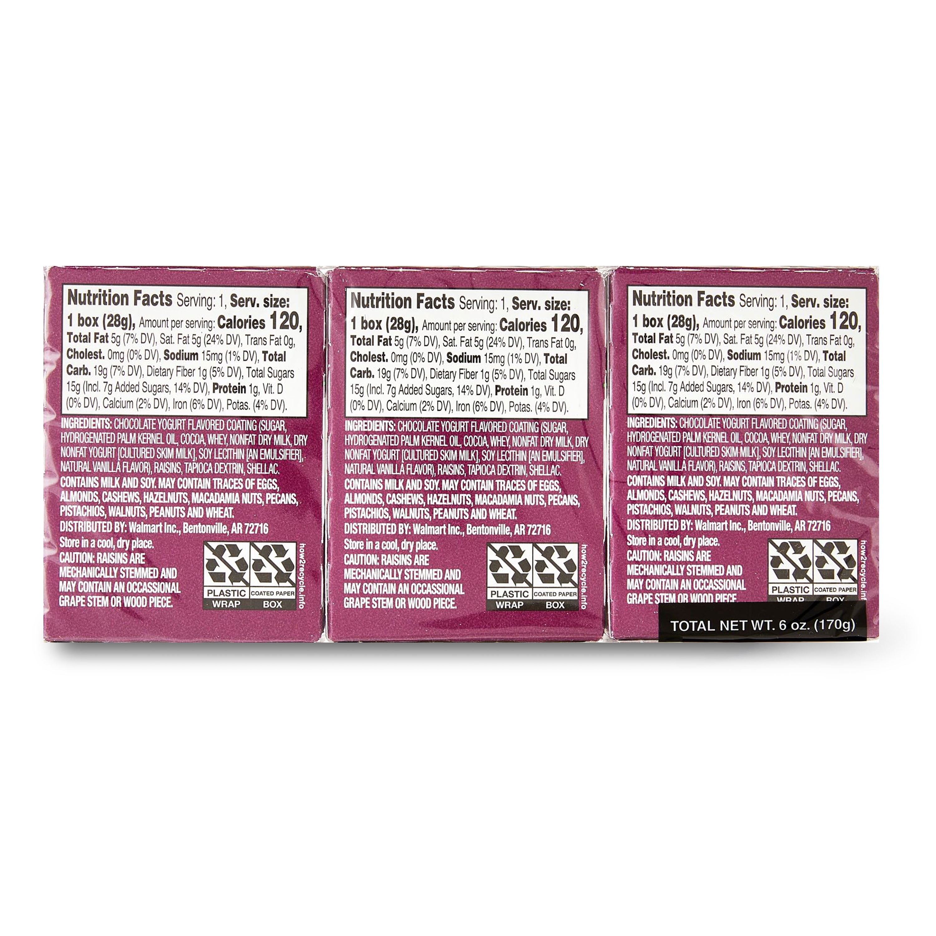 (4 pack) Great Value Chocolate Flavored Cocoa Yogurt Raisins, 1 oz, 6 Count