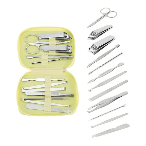 Unique Bargains 12-piece Set Animal Prints Nail Clipper Kit for Women for Men Yellow Silver Tone