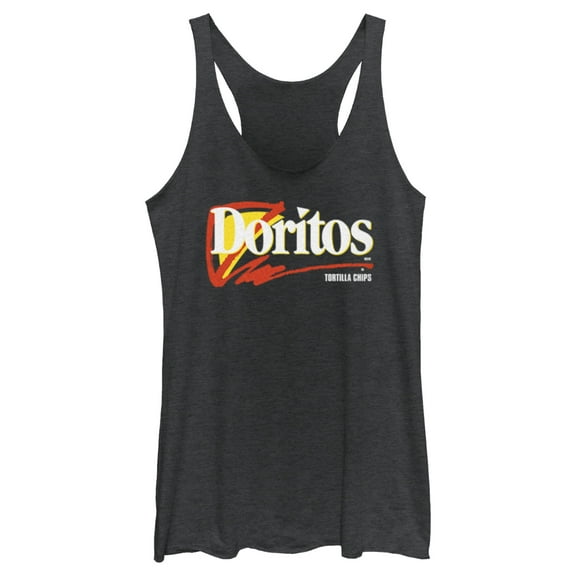 Women's Doritos 90s Logo Grey  Racerback Tank Top Black Heather Large
