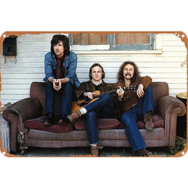 Placa Metal Vintage Crosby Stills Nash Group Pintura Hierro Rectangular 30x20cm