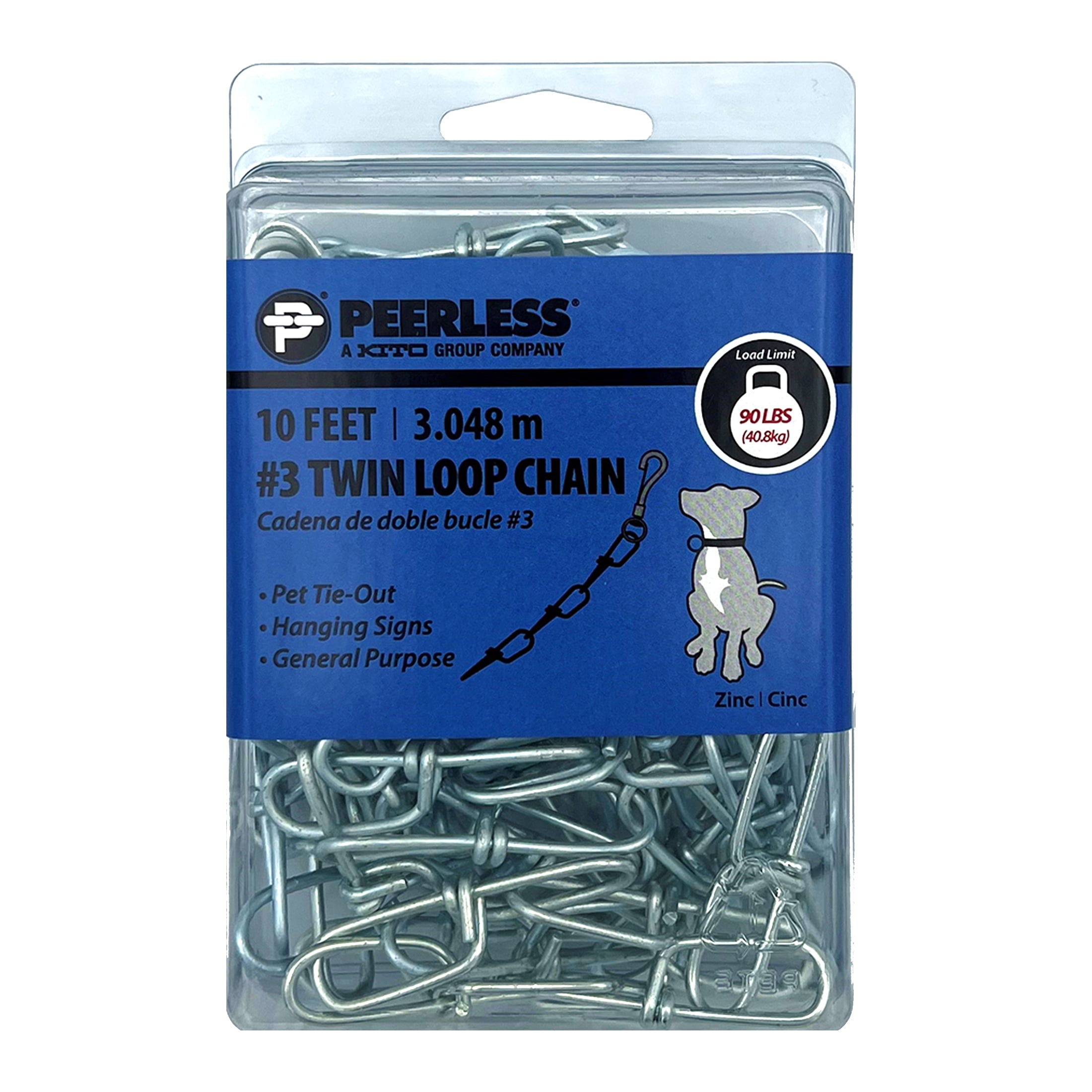 (2 pack) #3 Twin Loop Chain, 10', Peerless Chain Company, #4840735 (Hook Not Included)