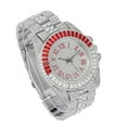 thumbnail image 3 of Men's Hip Hop Silver Red Plated Iced Style Baguette CZ Watch Luxury Fashion Analog Fashion Wristwatch, 3 of 3