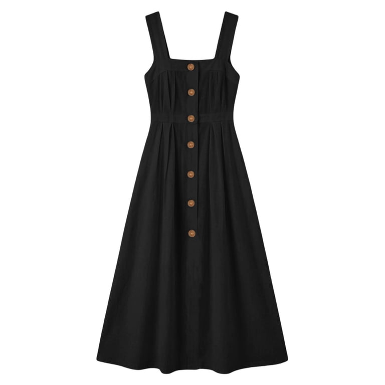black square neck linen dress Organic Linen Square Neck Dress
