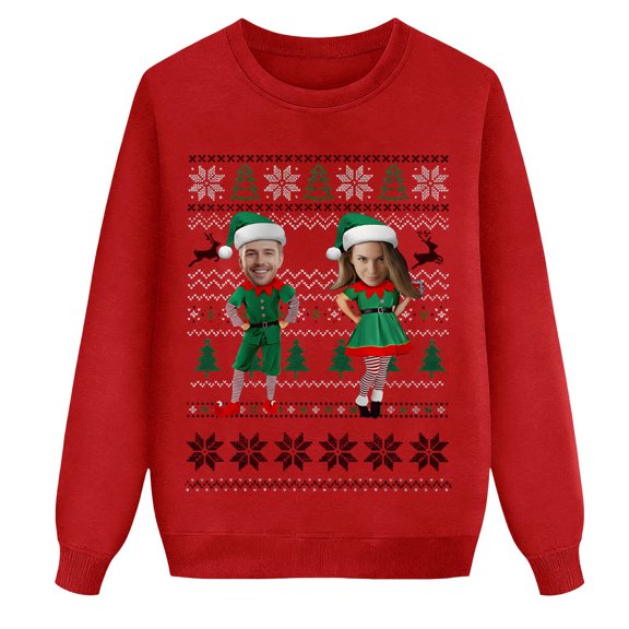 Christmas Sweaters Custom Print Matching Family Sweatshirts Casual Loose Fit Holiday Party Outfits For Parents And Kids Cozy Couple Christmas Sweaters