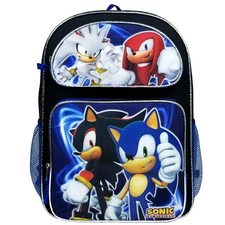 Kids Children Large Backpack School Bag Sonic Hedgehog Knuckles Shadow Silver