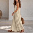 thumbnail image 5 of Lopecy-Sta Womens Dresses Sleeveless Spaghetti Strap V Neck Linen Maxi Dress Casual Boho Summer Beach Vacation Dress, 5 of 5