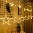 thumbnail image 3 of Twinkle Star 12 estrellas 138 luces LED para cortina, luces para cortina de ventana con 8 modos intermitentes, decoración de Ramadán para bodas (blanco cálido), 3 of 5