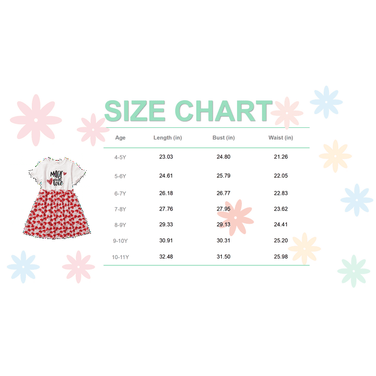 NZRVAWS Big Baby Girl Clothes 9 Years Girls Round Neck Ruffle Short Sleeve  Heart Print Dress Baby Girl Summer Clothes 10 Years