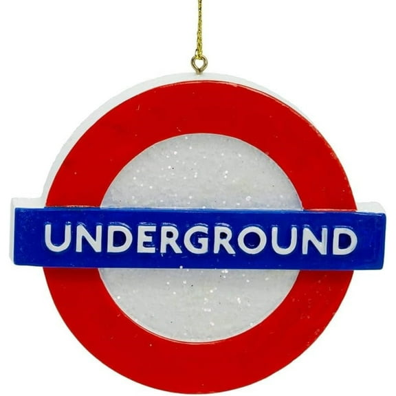 Kurt Adler Resin Ornament for Christmas Tree, London Underground Roundel, 3.6"