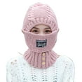 thumbnail image 5 of Mightlink Knitted Hat Super Soft Friendly to Skin Stretchy Solid Color Windproof Keep Warm Yarn Women One-piece Knitted Hat Neck Warmer Face Cover for Female, 5 of 7