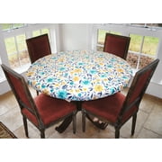 Covers For The Home Deluxe Elastic Edged Flannel Backed Vinyl Fitted Table Cover - Floating Floral Pattern - Large Round - Fits Tables up to 45" - 56" Diameter (ETFFL60)
