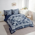 thumbnail image 3 of Manfei bohemian Flowers 7-Piece Twin Bedding Sets,Victorian Baroque Damask Bedding Comforter Set,Blue White Sheet Sets For Girls Kids,Luxury Bedroom Decor Reversible, 3 of 8