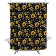 thumbnail image 2 of Summer Flowers Shower Curtain for Bathroom Decor, Farmhouses Watercolor Sunflowers Cute Bee Black Waterproof Fabric Shower Curtain, 36"x72" Set with 12 Hooks, 2 of 9