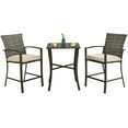 thumbnail image 4 of Gymax Ensemble de Bar de Patio 3 Pcs Ensemble de Mobilier de Conversation Extérieur avec Coussins, 4 of 7