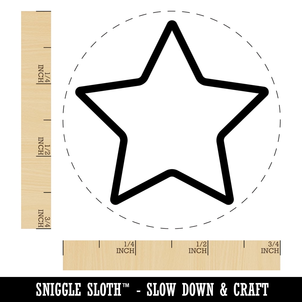 Star Shape Excellent Outline Self-Inking Rubber Stamp Ink Stamper - Black Ink - Small 3/4 Inch