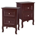 thumbnail image 5 of 2pcs Country Style Side Table, Nightstand with 2 Drawers, Bedside Tables with Wood Frame, Mid-Century Modern Nightstand with Storage, Bed Side Table & Night Stand End Table, Set of 2, Brown, 5 of 7