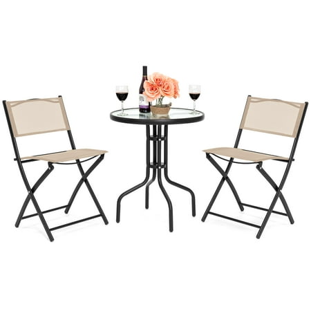 Best Choice Products 3-Piece Round Outdoor Bistro Set with Textured Glass Table Top, (Best Quality Outdoor Furniture)