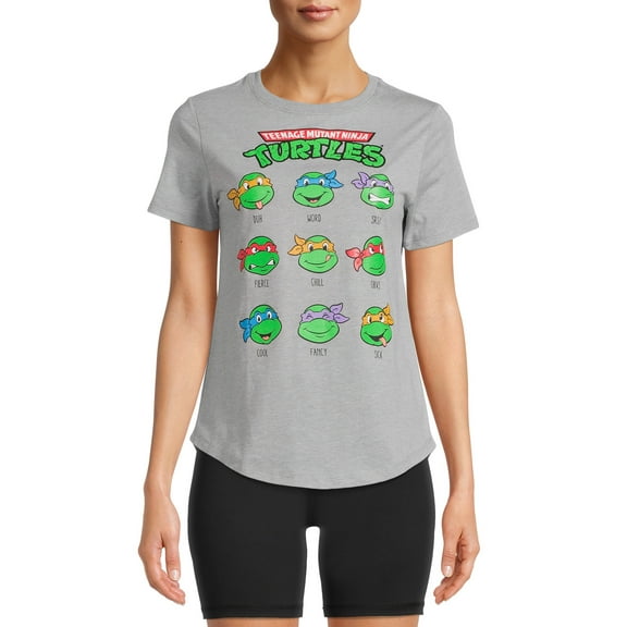 Teenage Mutant Ninja Turtles Women's Faces Grid Graphic T-Shirt with Short Sleeves