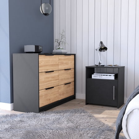 Black Particle Board Bedroom Set | Effortless Assembly with Clear Instructions and QR Code Support | Long-lasting Furniture for Bedroom Decor