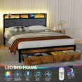 thumbnail image 3 of Flolinda Upholstered Platform Bed Frame with Headboard, Fabric, King, Dark Gray, 3 of 9
