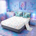 thumbnail image 5 of meiyoeat Dreamy Black Mermaid Coral Queen Bedding for Girls, Sun Wave Starfish Shell Marine Bedding Comforter Set Queen, Blue, Colorful Star Reversible, 7 Pieces, 5 of 6
