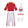 thumbnail image 4 of Raenseen Kids Unisex Drum Troupe Honor Guard Flag-raiser Uniform Set Brass Band Performance Suit Red A 140, 4 of 7