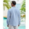 thumbnail image 2 of COOFANDY Men's Casual Shirt Long Sleeve Casual Button Down Shirt for Men Summer Beach Wedding Shirt Blue Strip S, 2 of 4