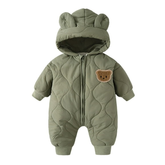 Splozh Baby Clothes Cute Infant Toddler Snowsuit Baby Winter Outerwear Baby Jumpsuit Autumn and Winter Outerwear Warm Clothes for Thickened and Plush Clothes Green,0-3 Months
