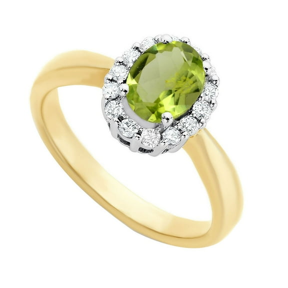 Gold Plated 925 Sterling Silver Natural Peridot Birthstone Gemstone 0.70 Ct Silver Ring For Women