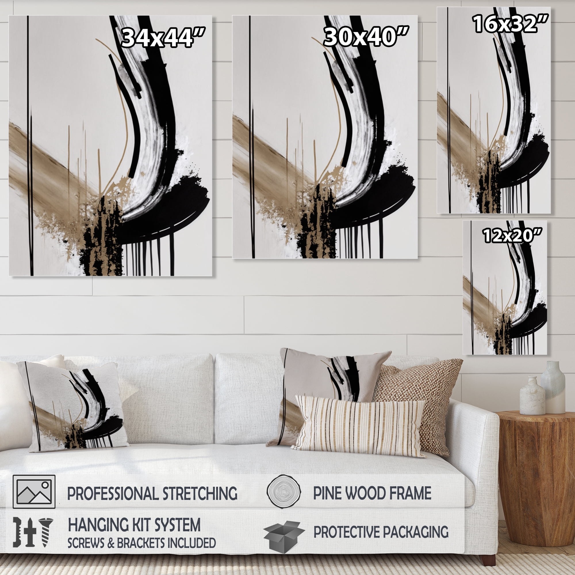 Designart Golden Minimalist Abstract IV Canvas Wall Art