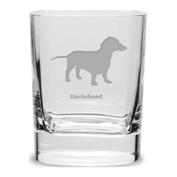 Dachshund Luigi Bormioli 11.75 oz Square Round Double Old Fashion Glass