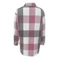 thumbnail image 6 of vdgthytj Womens Casual Plaid Jackets Shacket Button down Long Sleeves Lapel Casual Loose Wool Coat with Pocket, 6 of 6