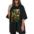 thumbnail image 4 of Plus Size Shirt for Women Black Tops for Women Short Sleeves Shirt for Women Flower 6 T Shirt Crewneck Shirt for Women XL, 4 of 5