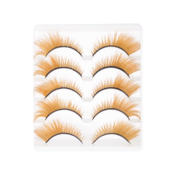 Unique Bargains 5 Pair Cat's Eye False Eyelashes for Makeup Orange Yellow