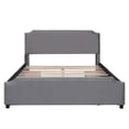thumbnail image 5 of Upholstered Platform Bed with Stud Trim Headboard and Footboard and 4 Drawers No Box Spring Needed, Velvet Fabric, Queen Size (Gray), 5 of 6