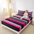 thumbnail image 3 of Manfei Abstract Brushstroke Stripe Bed Sheets, Neon Pink Gray Fuul Size Sheets, Pink Black Gray, Black Reversible 4pcs1 Flat Sheet + 1 Fitted Sheet + 2 Pillowcases, 3 of 6