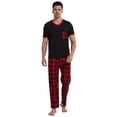 thumbnail image 4 of LANBAOSI Mens Pajamas Set Short Sleeve T-shirt and Plaid PJ Pants Set Soft Lounge Set, 4 of 8