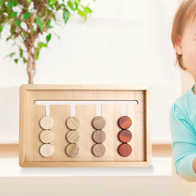 Tablero de rompecabezas deslizante, juego de acertijos, juego de mesa de madera, juguetes de viaje de rompecabezas divertidos para , niñas de 3 4 4 columnas Baoblaze deslizar el tablero del rompecabezas