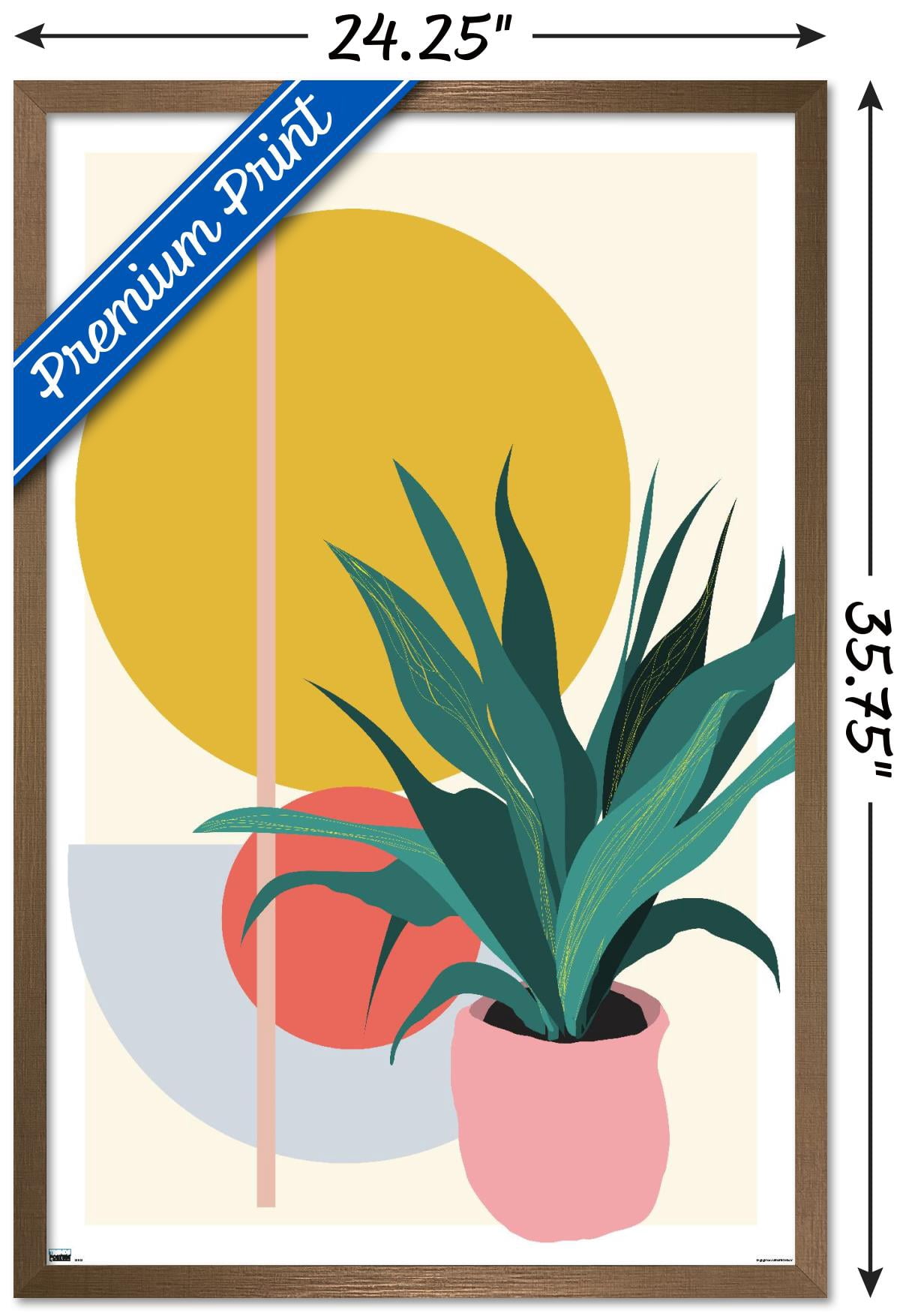 Abstract Potted Plant Wall Poster, 22.375" x 34" Framed