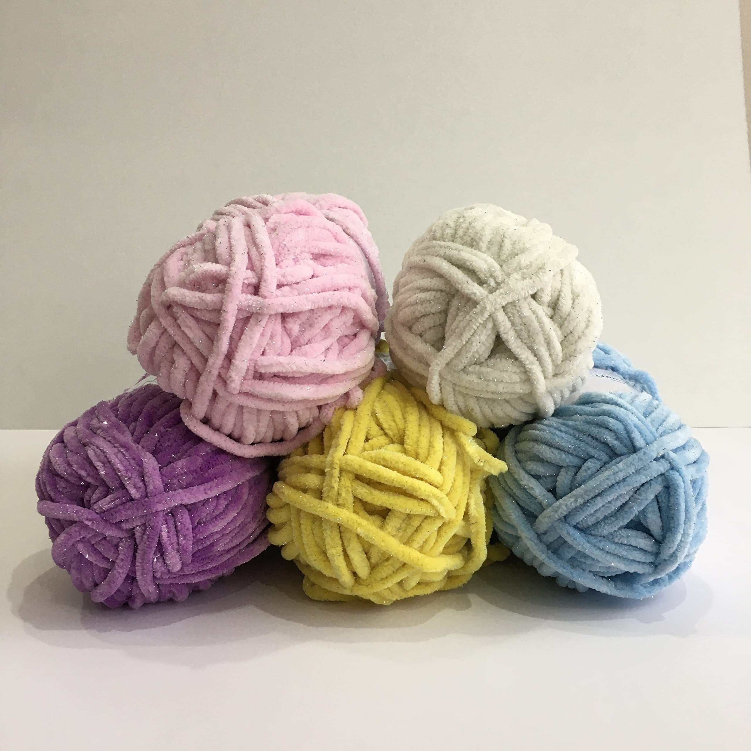 Troyarn Velvet Star, Silvery Glitter Chenille Baby Blanket Yarn Amigurumi Yarn for Crocheting and Knitting Super Bulky 100 gr (120 yds) Length: 110 m (10405 - Pink, 1 Skein)