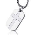 thumbnail image 3 of Collar con colgante con etiqueta de perro cruzada de acero inoxidable, versión bíblica de fuerza, 3 of 5