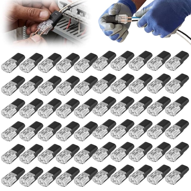 Double Wire Plug in Connector with Locking Buckle, Double-Wire Lock-Grip Connector, Quick Connect Wire Connectors for Emergency Repairs, Home and Automotive Wiring, Easy to Use (60PCS)