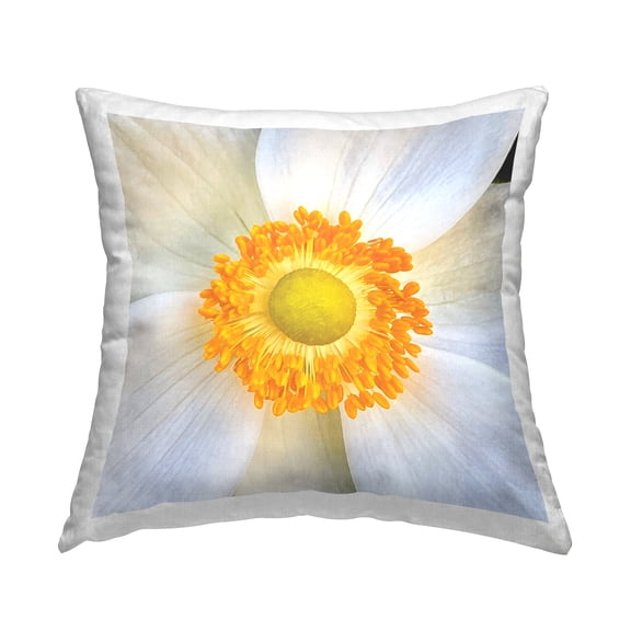 Stupell Industries White Close Up Bloom Decorative Printed Throw Pillow, 18 x 18