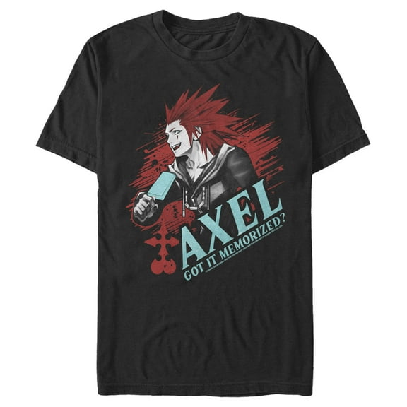 Men's Kingdom Hearts Chain of Memories Axel, Got It Memorized  Graphic Tee Black 3X Large