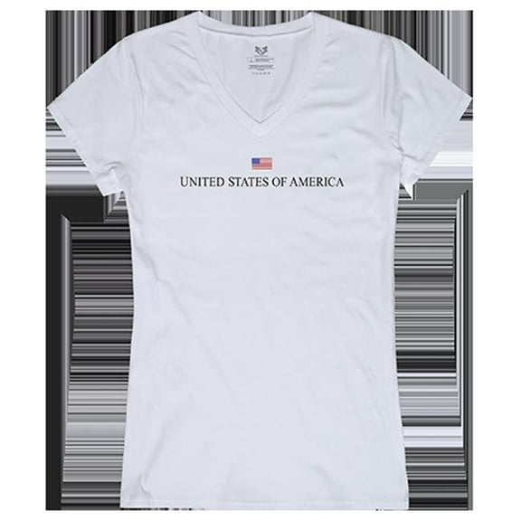 Rapid Dominance USA Graphic V-Neck T-Shirts, White - Medium