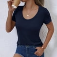thumbnail image 5 of ZyeKqe Going out Tops for Women Short Sleeve Shirts Scoop Neck T Shirts Slim Fitted Basic Tees, 5 of 8