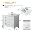 thumbnail image 6 of Vanity Art 36" Bathroom Vanity with Sink and Engineered Marble Top, Freestanding Storage Cabinet with 3 Drawers, 6 of 6